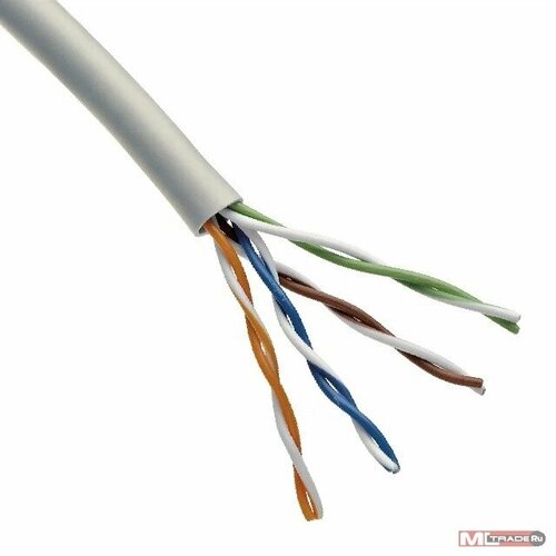 Кабель витая пара U/UTP 5e кат. 4 пары Rexant 02-0005 PVC, 4х2х0,52 мм, 24AWG, INDOOR, SOLID, серый, 305 м кабель витая пара u utp 6 кат 4 пары rexant 01 0067 zh нг а hf 23awg indoor solid серый 305 м