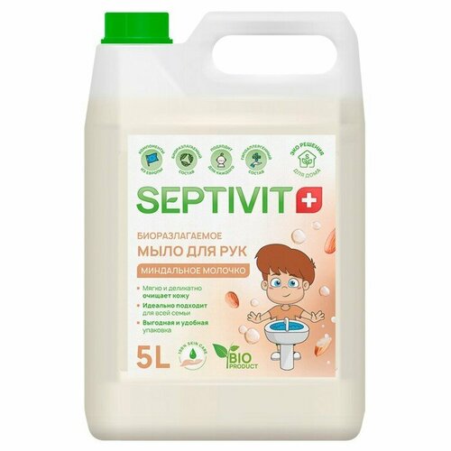 Жидкое мыло SEPTIVIT Миндальное Молочко, 5 л (комплект из 2 шт) septivit миндальное молочко