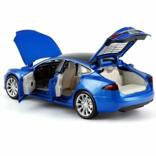 Коллекционная машинка игрушка металлическая Tesla model S с эффектом пара с багажником масштабная модель 1:22 модель автомобиля в виде трехдверного жука из сплава 1 32 детская игрушечная машинка украшения для мальчиков игрушка для мальчиков как тон