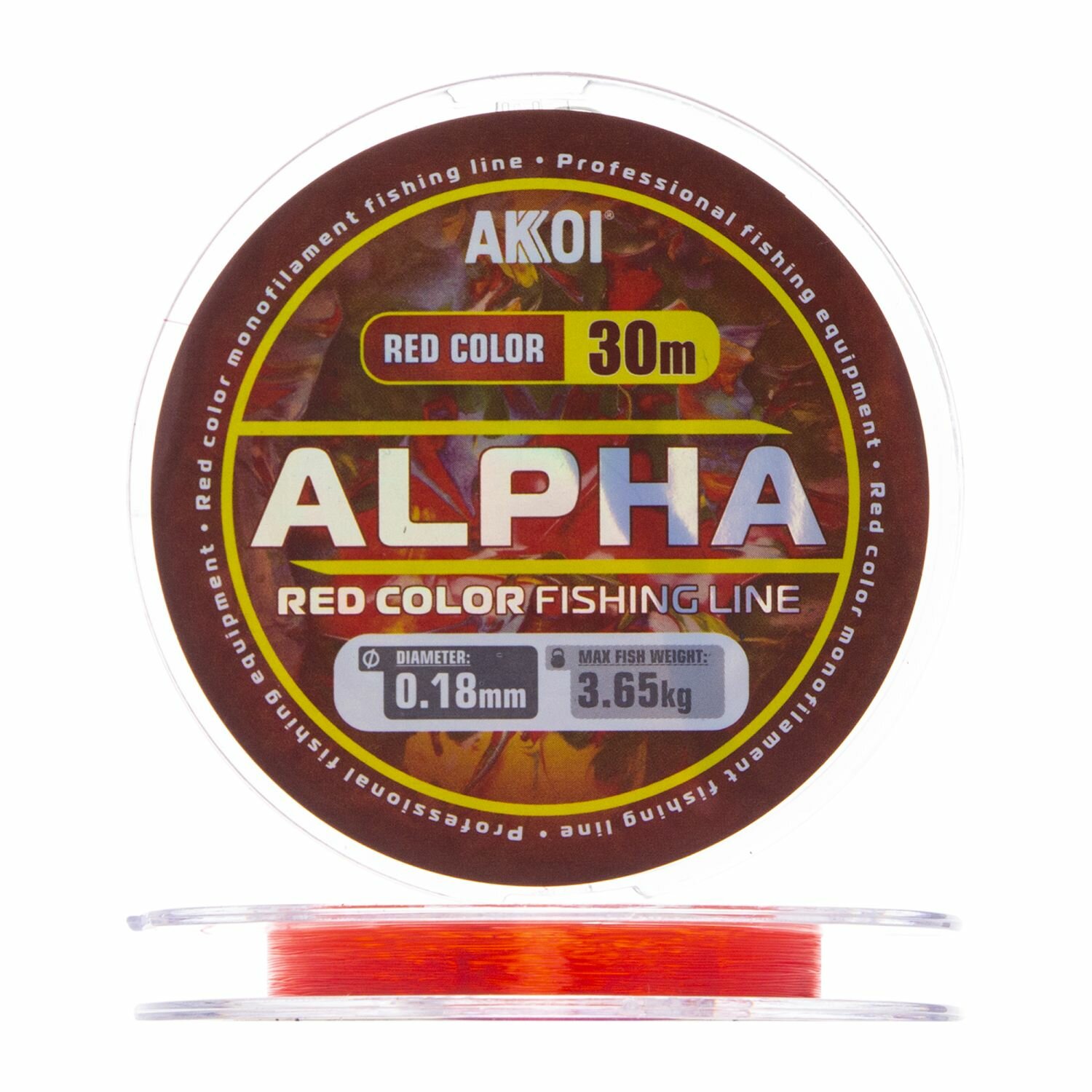 Леска монофильная для рыбалки Akkoi Alpha 0,18мм 30м (red)