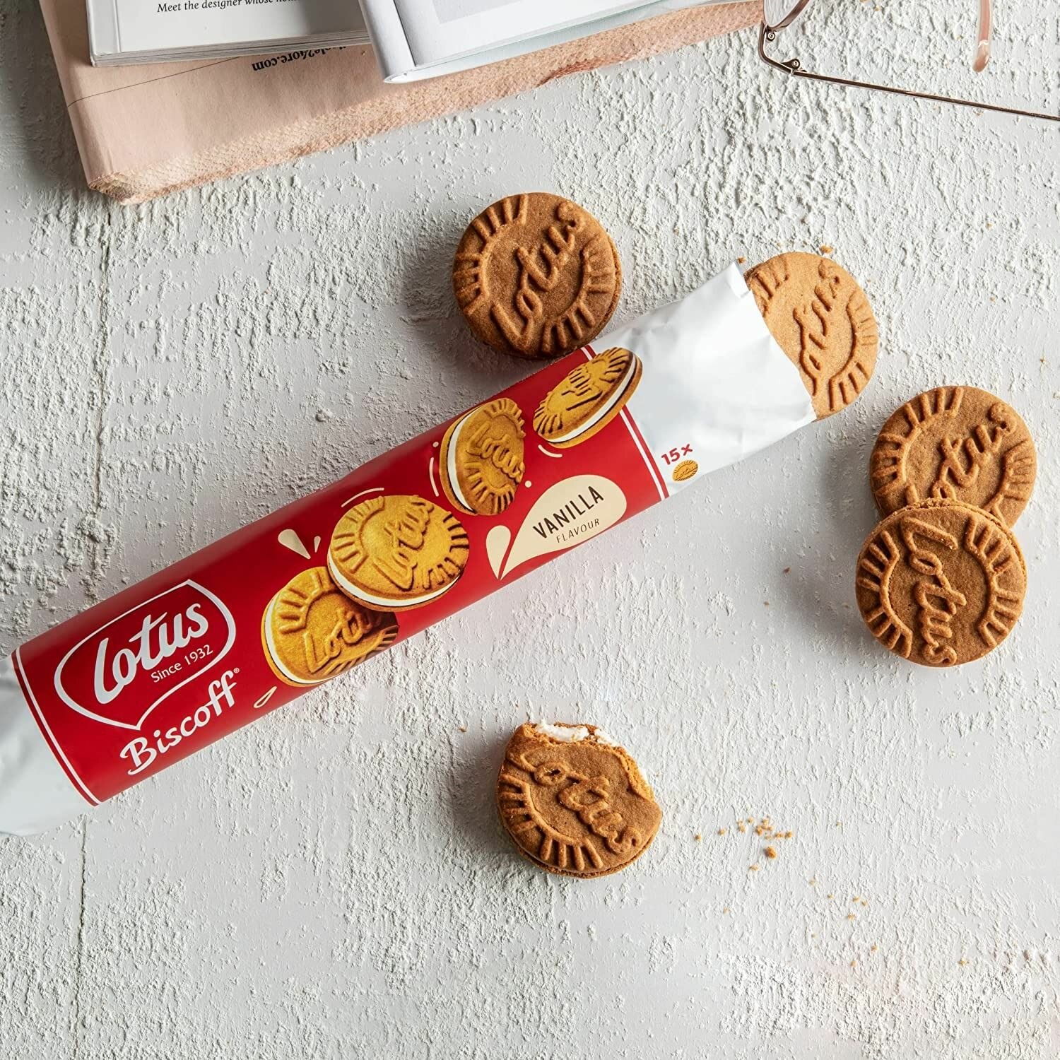 Печенье сэндвич карамелизированное с ванильным кремом Lotus Biscoff Vanilla, 2 шт. по 150 гр. (Бельгия)