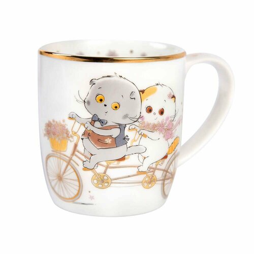 Кружка Budi Basa для чая и кофе, 400 мл, с рисунком, для детей и взрослых, с котами, фарфоровая, красивая