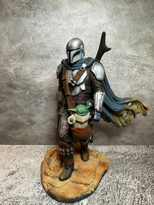 Мандалорец с Грогу Star Wars Mandalorian фигурка (окрашена) (10 см / Разноцветный (покрашен))