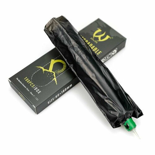 Барьерная защита для тату машинки AVA PEN MACHINE COVERS DEGRADABLE BLACK (60х180мм) 100 шт черный