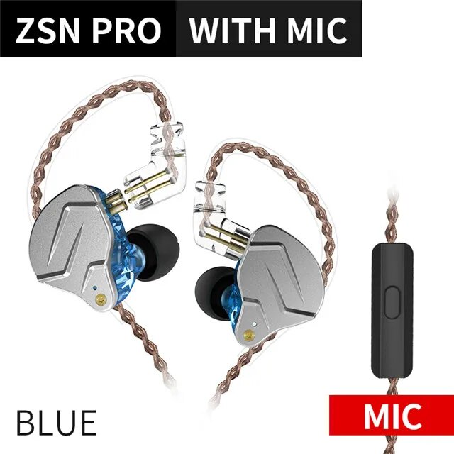 Наушники Knowledge Zenith ZSN Pro с микрофоном, mini jack 3.5 mm, blue