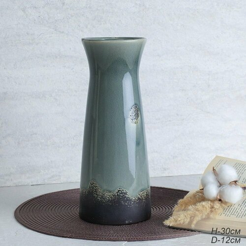 Ваза 30 см d12 см зелено-черная 1110₽