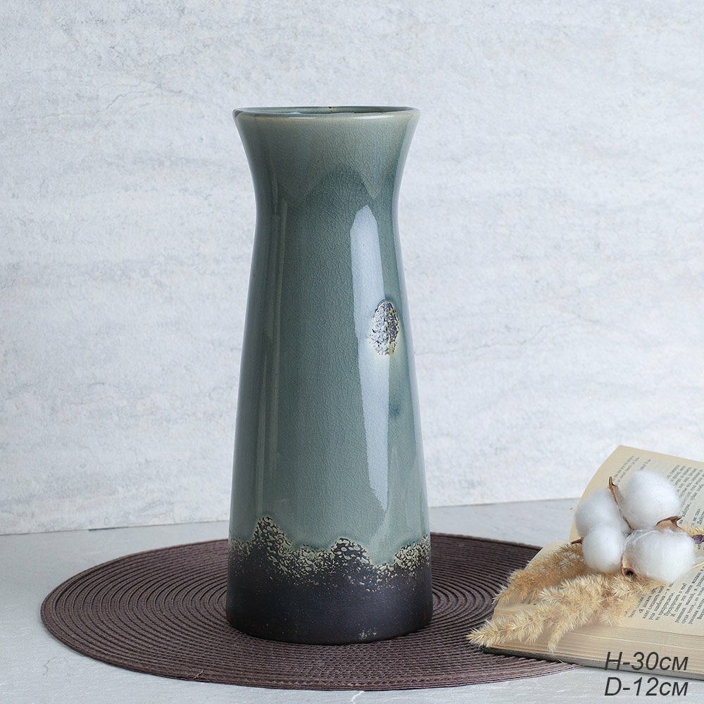 фото Ваза 30 см d=12 см зелено-черная