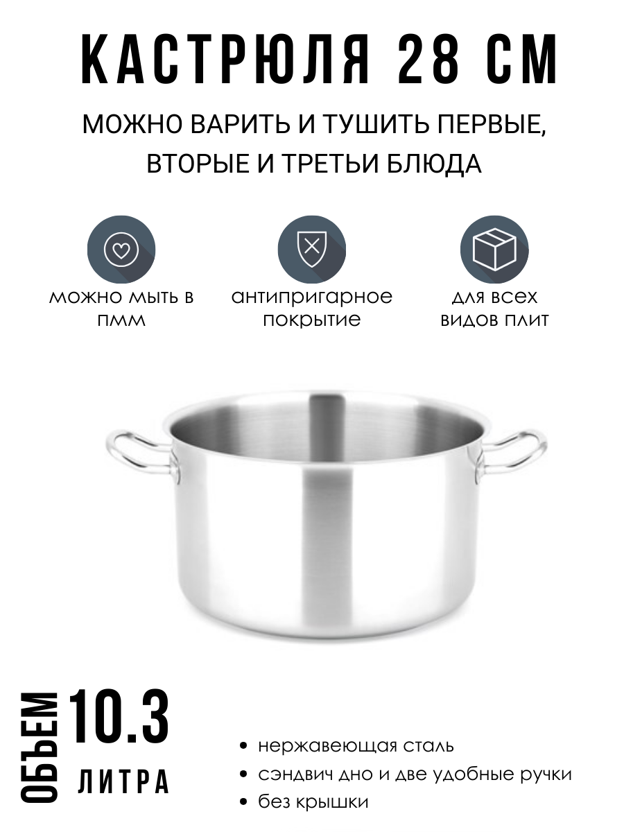 METRO PROFESSIONAL Кастрюля 10.3л, 28см