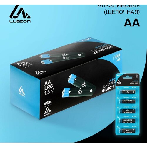 Батарейка алкалиновая (щелочная) LuazON, AA, LR6-5BL, отрывной блистер, 5 шт