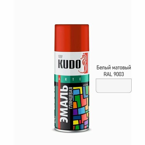 Аэрозольная краска эмаль KUDO универсальная белая матовая RAL 9003, 520 мл (комплект из 3 шт)