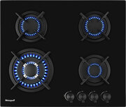 Варочная панель Weissgauff HGG 640 BGB WOK-конфорка, 3 года гарантии, автоматический электроподжиг, Рукоятки Hi-Tech, газ-контроль