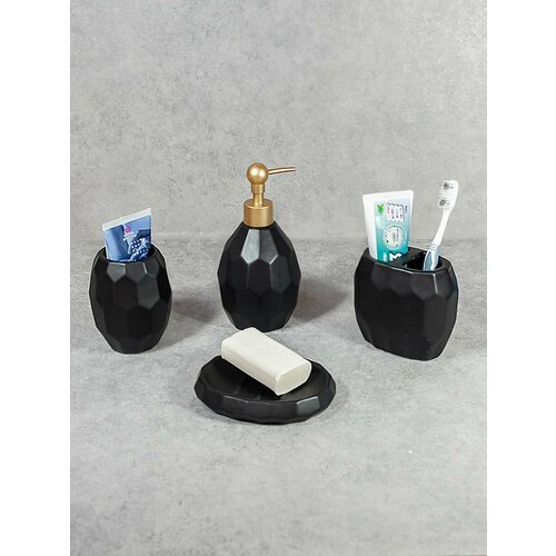 Набор для ванной Грани мыльница дозатор дмыла стакан дщеток стаканчерн 1767₽