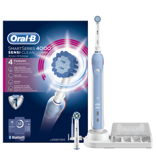 Ультразвуковая электрическая зубная щетка Oral B Pro 4000 3D Smartseries голубой 650600₽