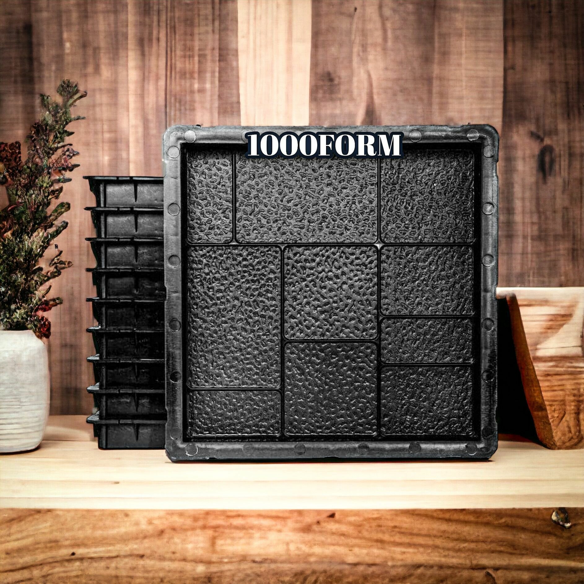 фото Формы для тротуарной плитки 30х30 см, толщина 3 см, Старый Город - набор 10 шт, формы для бетона 300х300