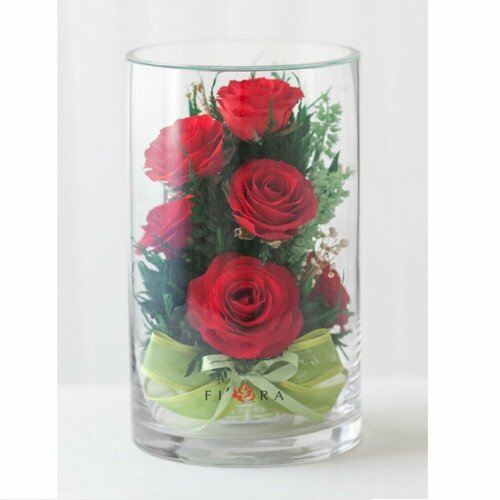 Композиция из натуральных цветов в стекле Fiora, 20х12 см