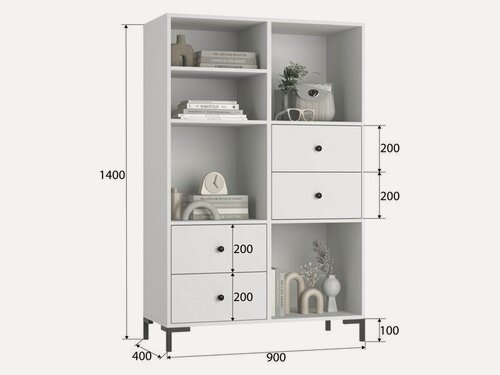 Изображение товара Стеллаж с полками и ящиками "Пронто" 90х140х40 Белый