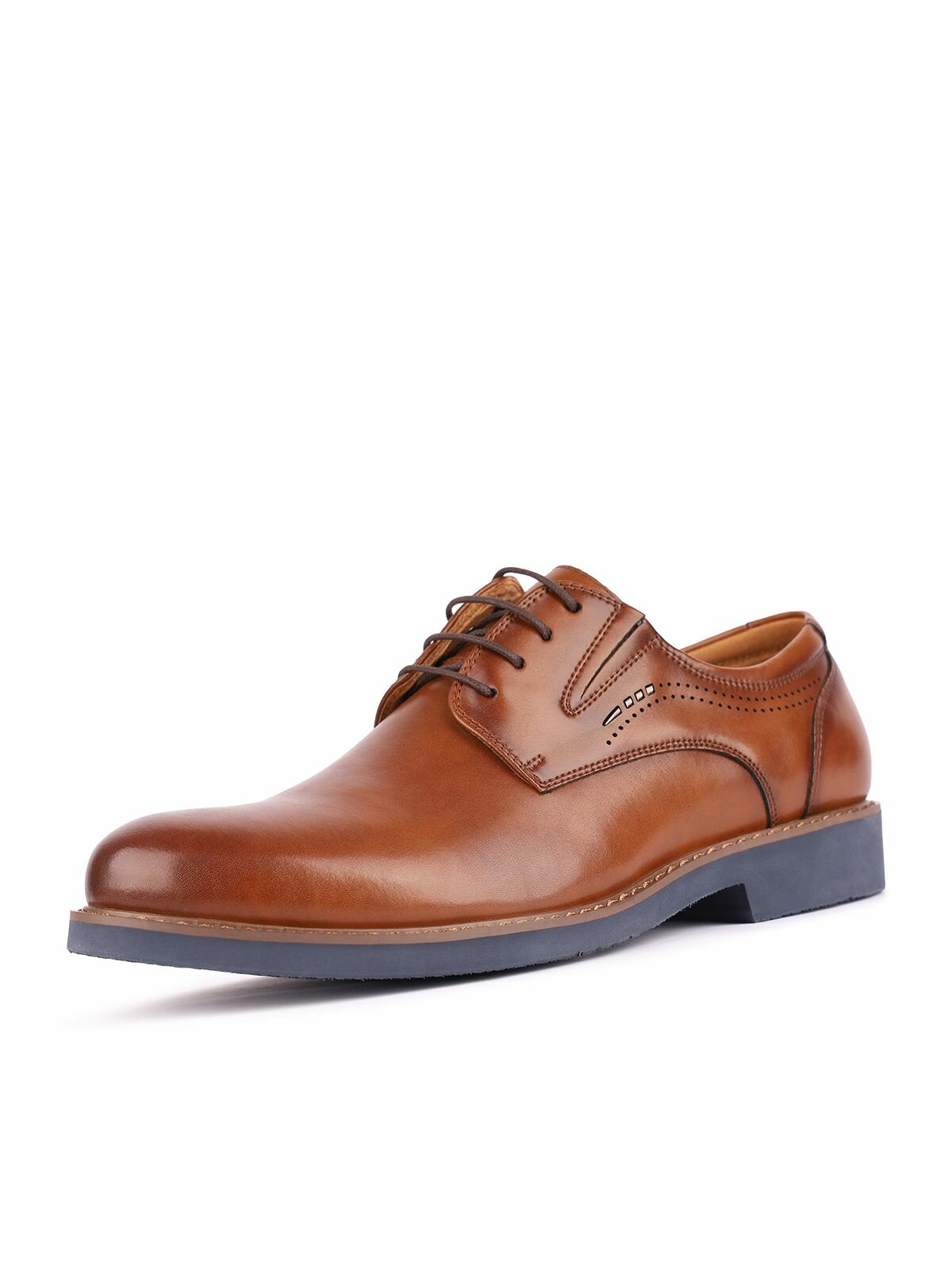 фото Коричневые мужские кожаные ботинки дерби на устойчивом каблуке Zenden 58-41MV-129VK