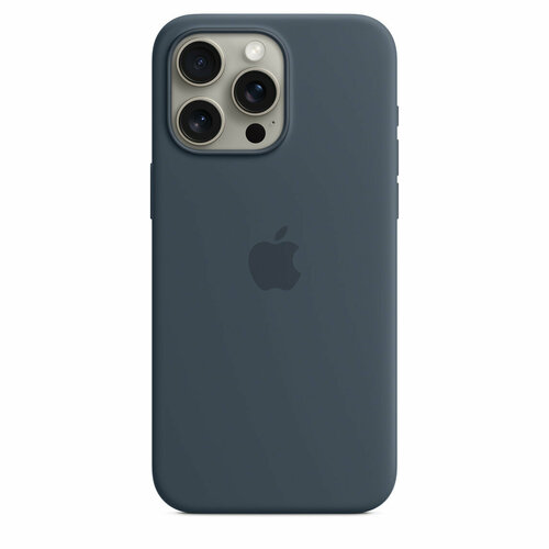 Чехол защитный для iPhone 15 Pro Max Silicone Case premium, темно-синий