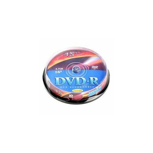 Vs Диск DVD-R Диски 4.7Gb, 16x, Cake Box 10шт. 20410 конверт самоклеющийся на 1 компакт диск 10 шт в упаковке aidata cd01a 10