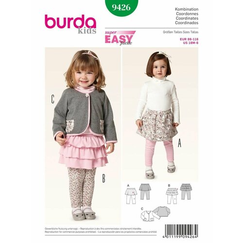 Выкройка Burda 9426 Жакет, Юбка, Брючки выкройка burda 6357 юбка