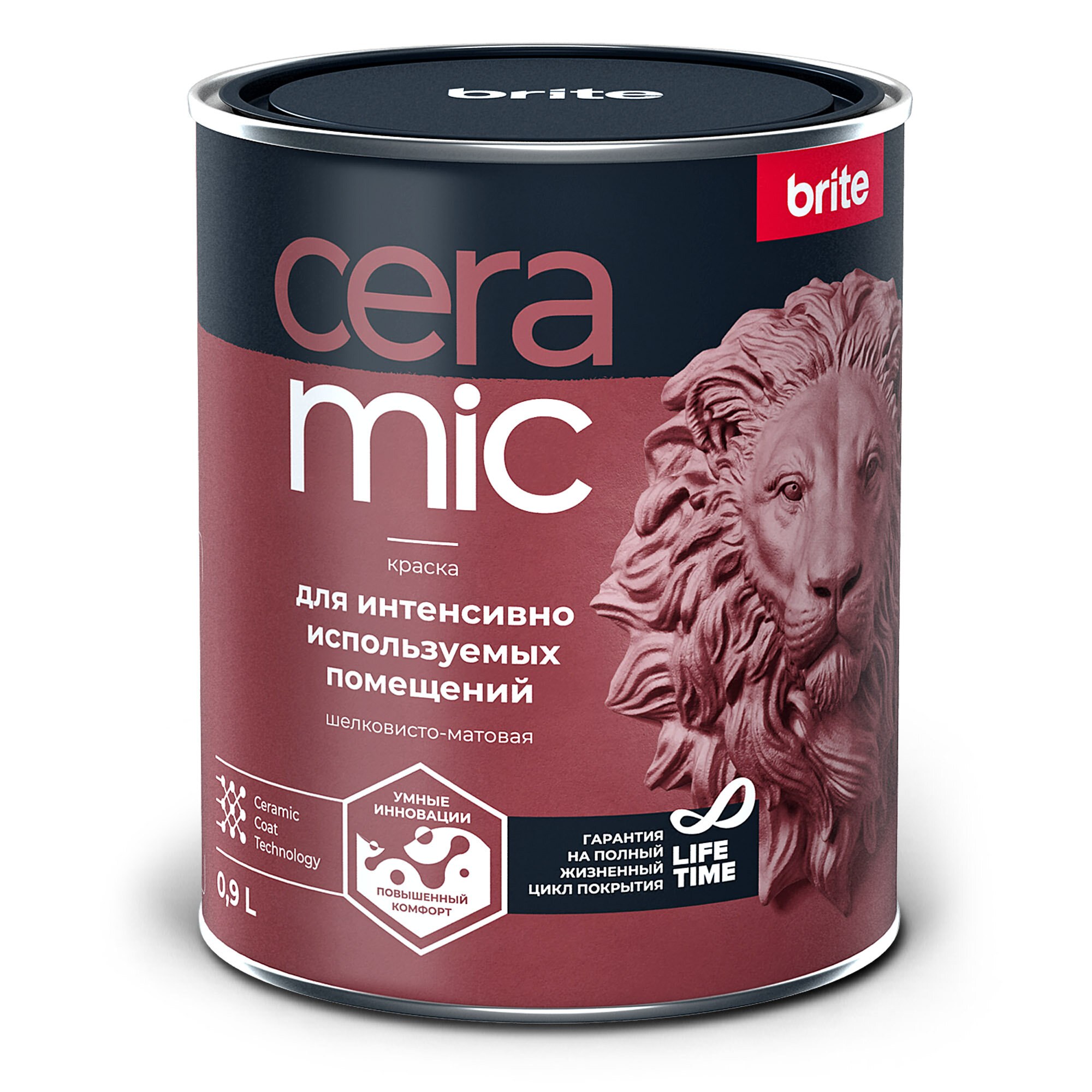 Краска BRITE CERAMIC для интенсивно используемых помещений база А, банка 0,9 л