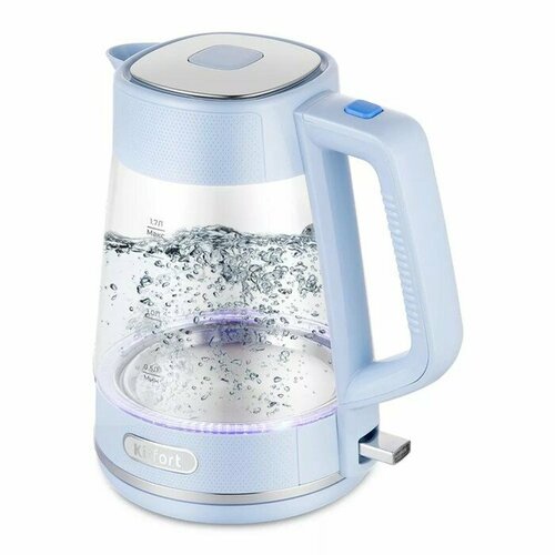 Чайник электрический Kitfort КТ-6623 стекло 17 л 2200 Вт голубой 514600₽