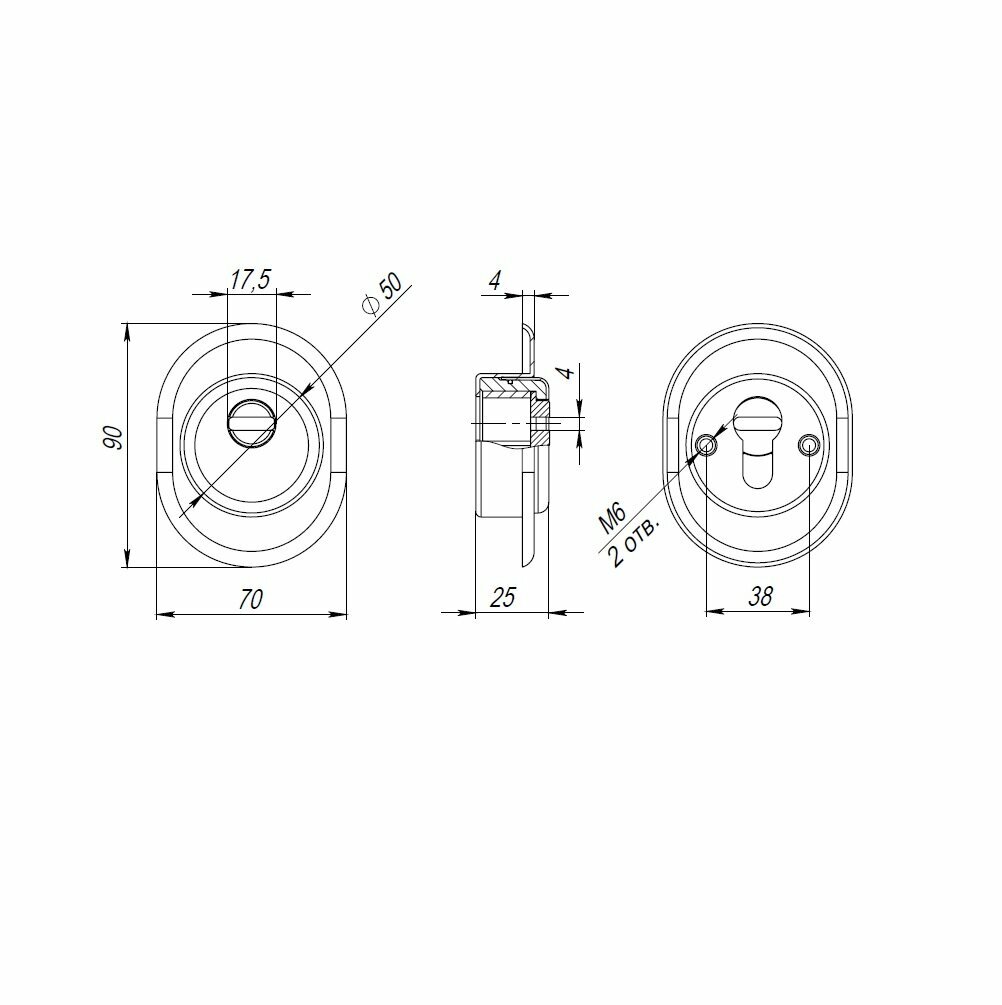 Броненакладка Fuaro DEF. CRE/OV-set.9726 (DEF 9726) M6x90 врезная с чашкой CP-8 хром