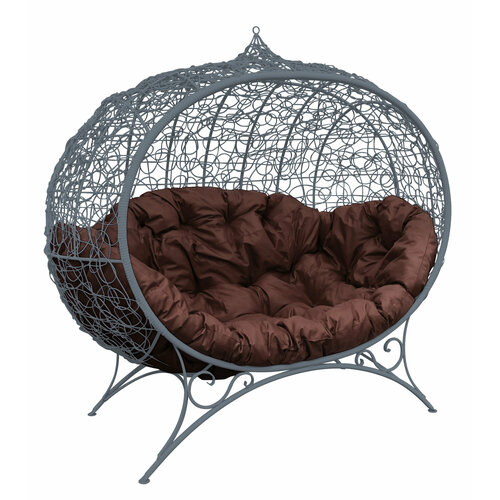 Диван M-group улей на ножках с ротангом серый коричневая подушка 37950₽