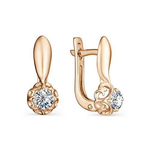 Серьги MINERAL NATION, серебро, 925 проба, фианит, золотой