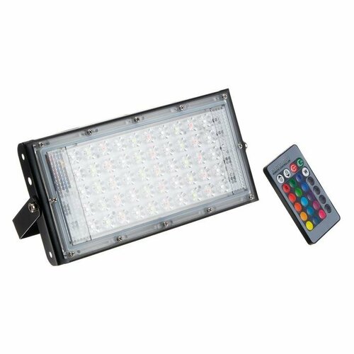 Уценка Прожектор светодиодный модульный Luazon Lighting, RGB, с пультом, 50Вт, IP65, черный