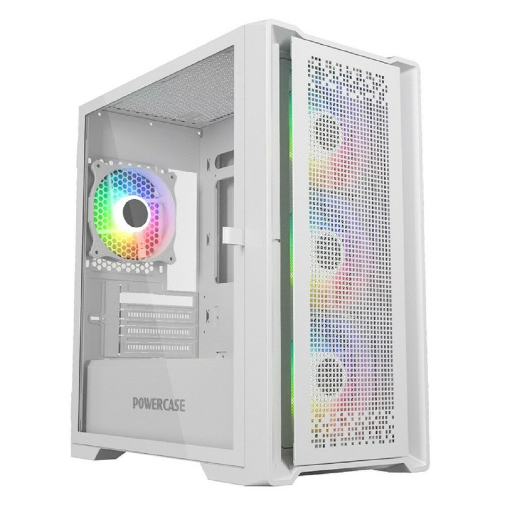 Powercase Корпус ByteFlow Micro White, Tempered Glass, 4х 120mm ARGB fans, ARGB HUB, белый, mATX CAMBFW-A4