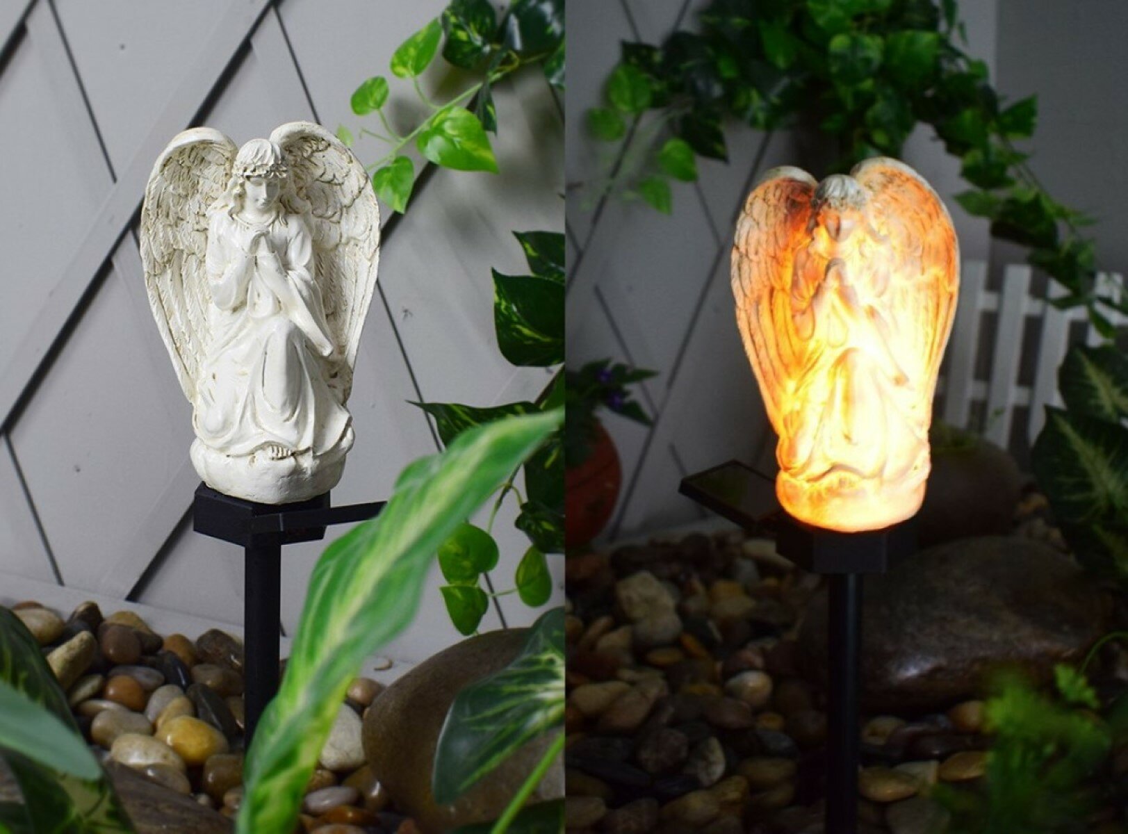 Декоративный светильник на солнечной батарее (сад, подъездная дорожка, двор, парк, садовое освещение) статуэтка в форме Ангел молится