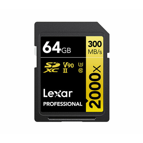 Карта памяти Lexar Professional 2000x Gold SDXC 64GB UHS-II U3 V90, R/W 300/260 МБ/с