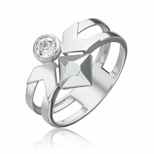 Кольцо PLATINA, белое золото, 585 проба, родирование, топаз, размер 17, серебряный золотое кольцо с алмазными гранями 010912 17 5