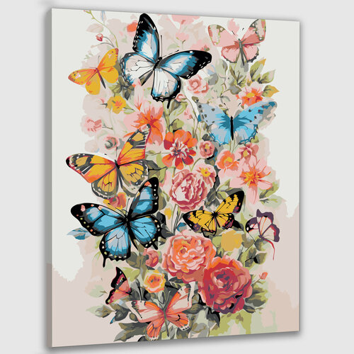Картина по номерам 50х40 Бабочки среди цветов модульная картина слон гуляющий среди цветов 170x113