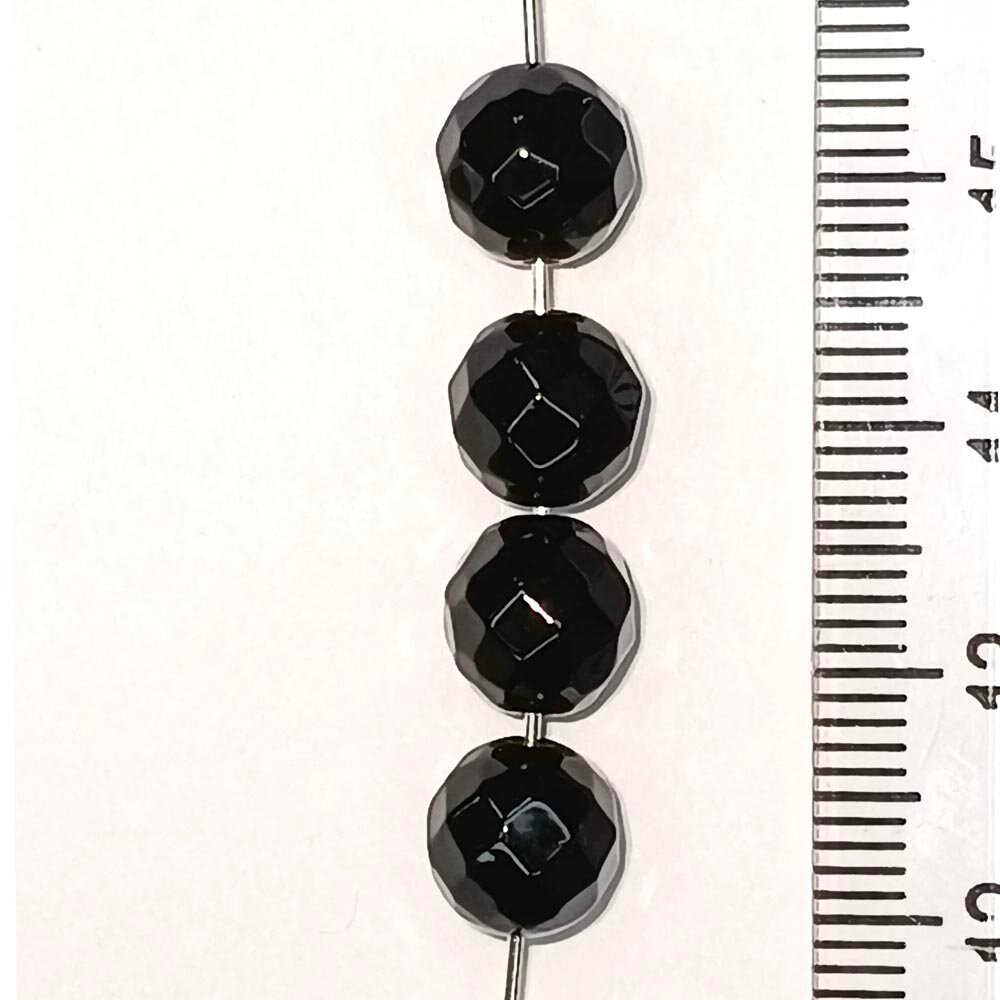 Натуральная бусина Агат черный 0003381 шарик граненый 8 мм, цена за 10 шт.