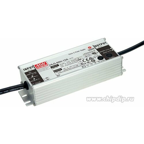 HLG-60H-24A, AC/DC LED, 24В,2.5А,60Вт, IP65 блок питания для светодиодного освещения