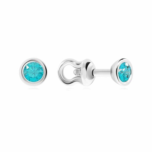 Серьги пусеты VALTERA серебро 925 проба родирование кристаллы Swarovski серебристый голубой 1020₽