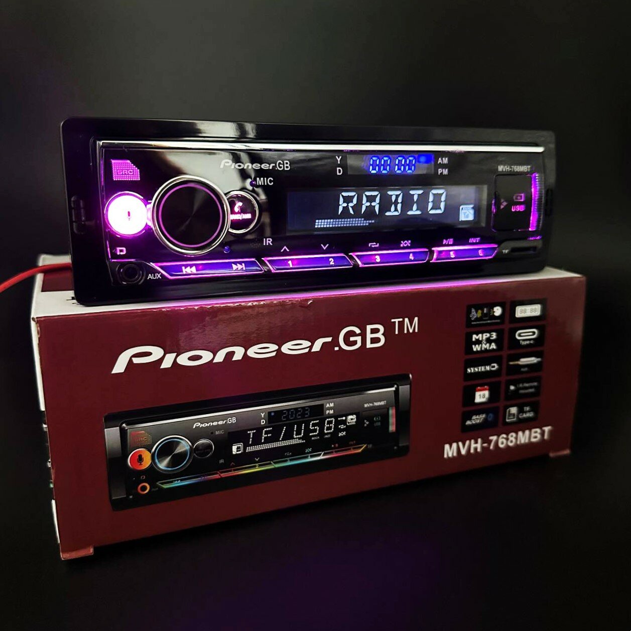 Автомагнитола в авто Pioneer.GB 1 DIN / Автомобильная магнитола с Bluetooth в машину / USB, AUX / пульт ДУ — фото 1