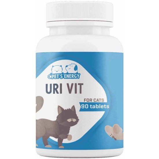 Витаминное лакомство Pets Energy Uri vit for cats для кошек профилактика мочекаменной болезни 700 мг 90 табл.