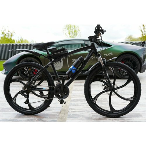 Велосипед Richiesto 26 колёса литые Алюминиевые диски Рама 185 Горный Взрослый Подростковый Спортивный черный матовый 27700₽