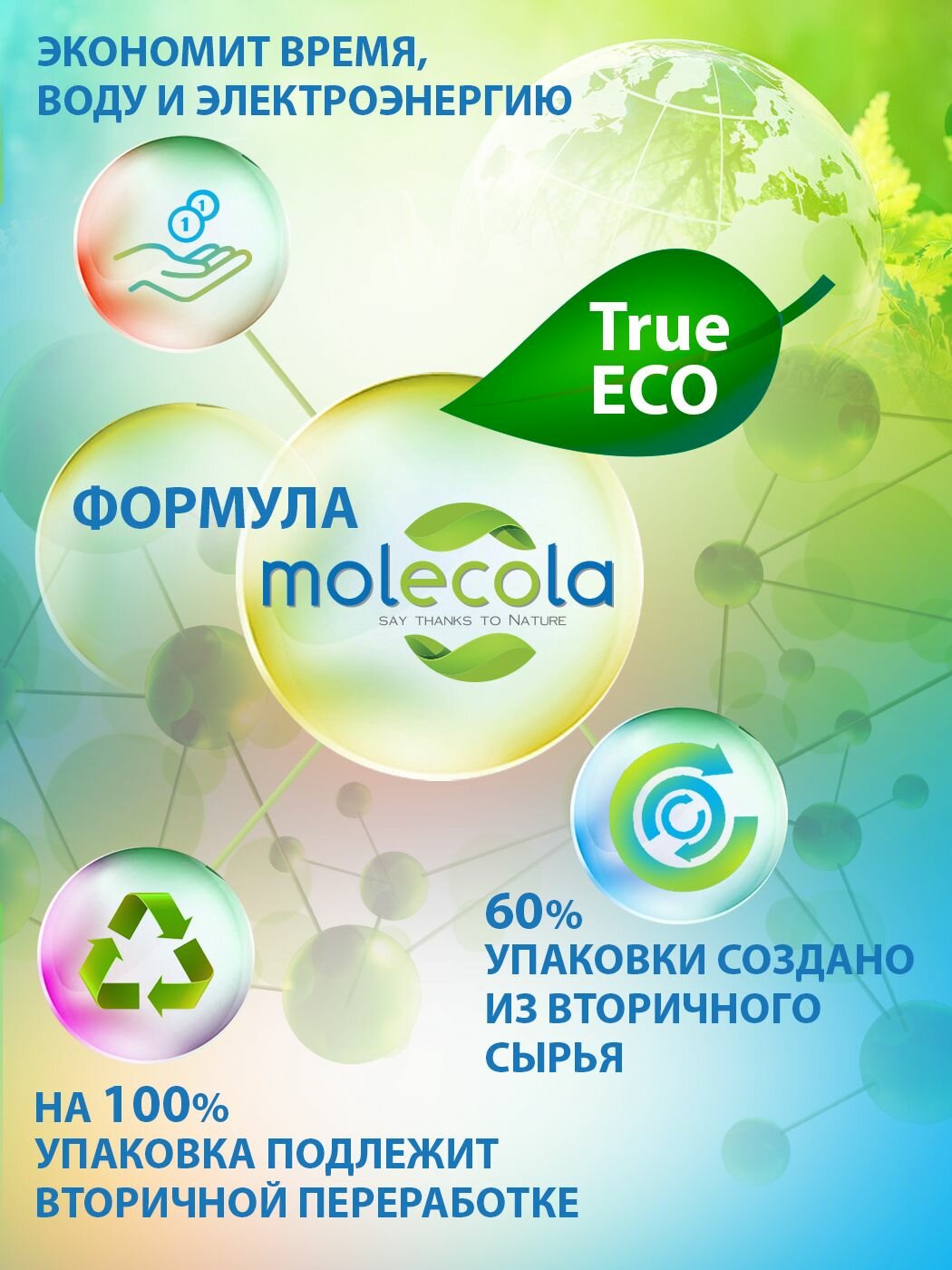Molecola Гель для стирки цветного и линяющего белья экологичный 1500 мл (Molecola, ) - фото №16