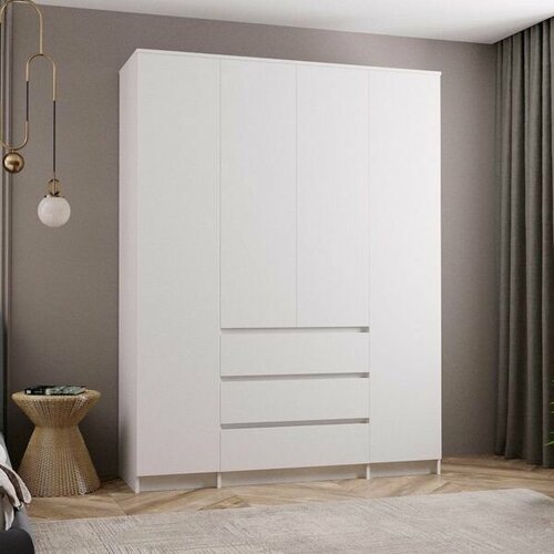 Шкаф четырехстворчатый, ЛДСП, белый, 160х210х50, Мебель-кинг