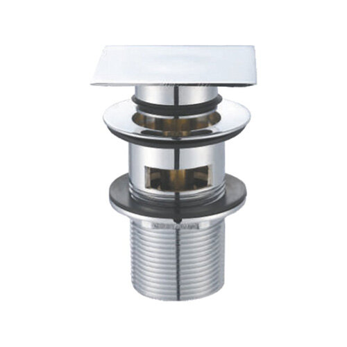 фото Донный клапан BelBagno BB-PCU-07-CRM Click-Clack с переливом, с квадратной крышкой, хром