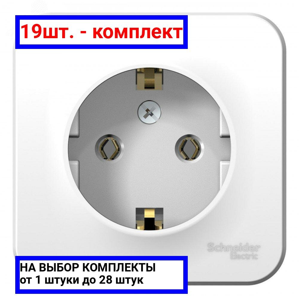 19шт. - BLANCA розетка наружная с заземлением без шторок, 16А, 250В, белый / Systeme Electric; арт. BLNRA010101; оригинал / - комплект 19шт
