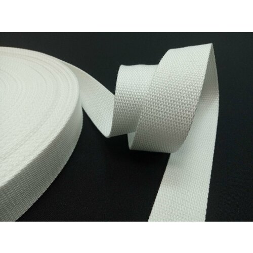Стропа-лента ременная 32 мм, хлопок искусственный толщ. 1,4 мм, 45 метров, белая