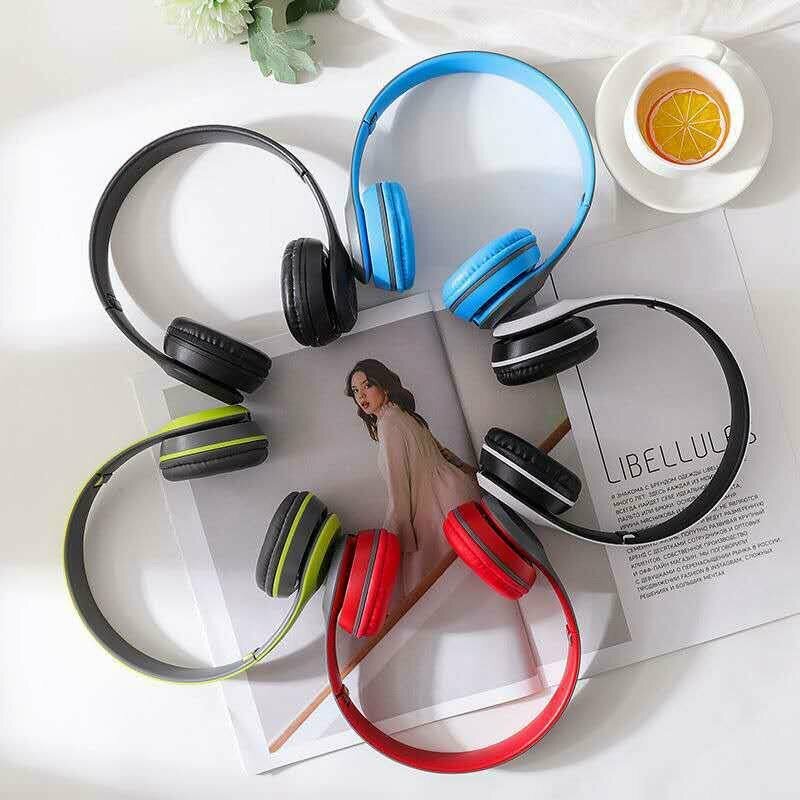 Беспроводные наушники P47 Bluetooth 5.0 EDR Wireless с микрофоном, FM-радио, с поддержкой SD-карты памяти (Mp3-плеер) синий — фото 1
