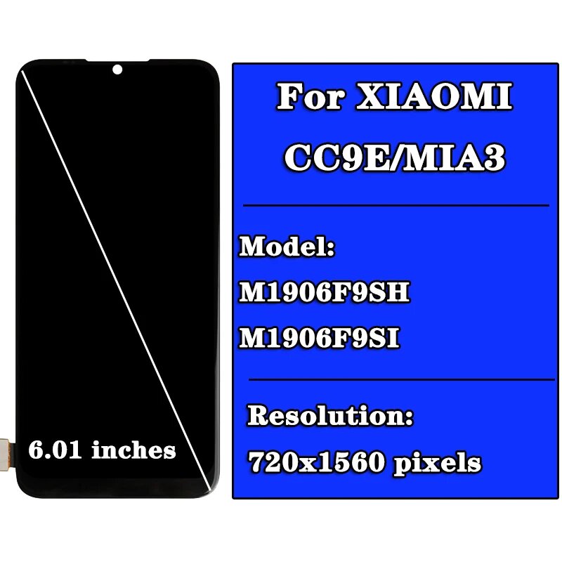 ЖК-дисплей Super AMOLED для Xiaomi Mi CC9E, сенсорный экран с дигитайзером в сборе для Xiaomi Mi A3, MiA3, ЖК-дисплей с рамкой, TFT No Frame — фото 1