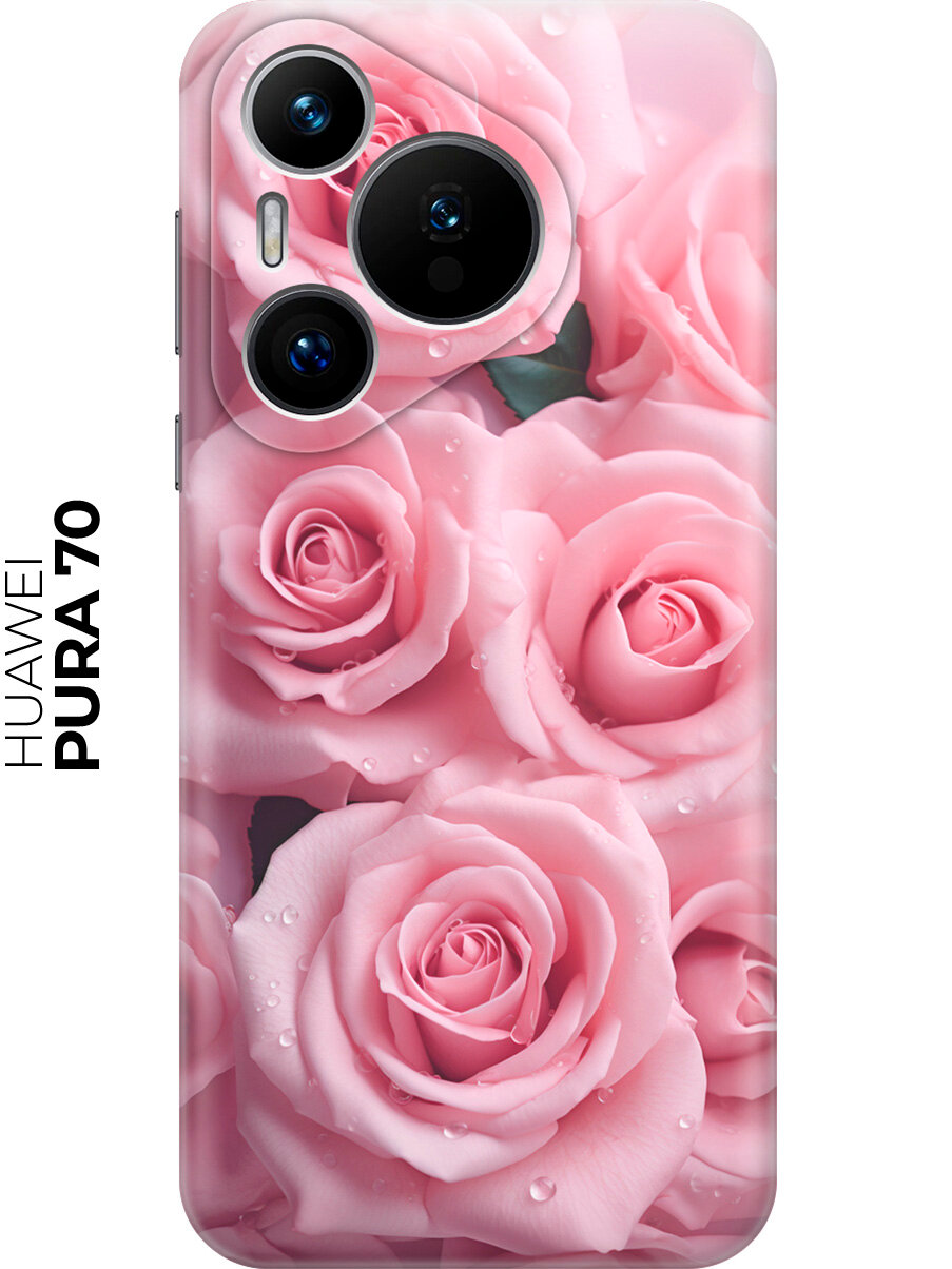Силиконовый чехол на Huawei Pura 70 с принтом "Букет роз"