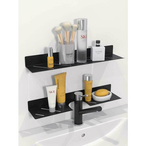 Комплект полок в ванную над раковиной 50 см, цвет черный